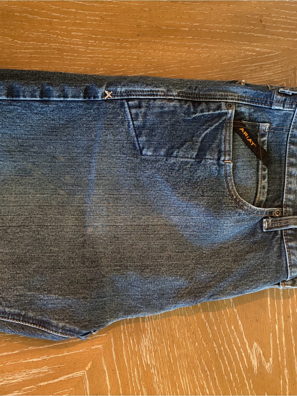 Ariat M5 Straight Leg Jeans in Indigo Blue with Tan Stitching